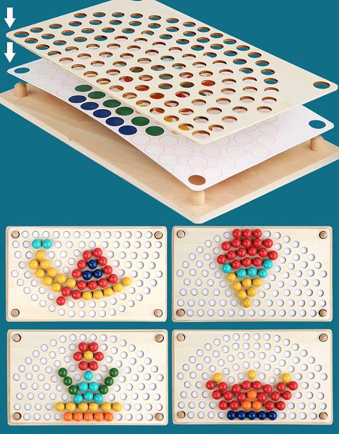 Montessori Sorting and Stacking Toys, Sensory Fine Motor Skills Toy with Color Sorting Balls, Counting & Matching Game, Preschool Learning Educational Toy, Toddler Gift Age 3+