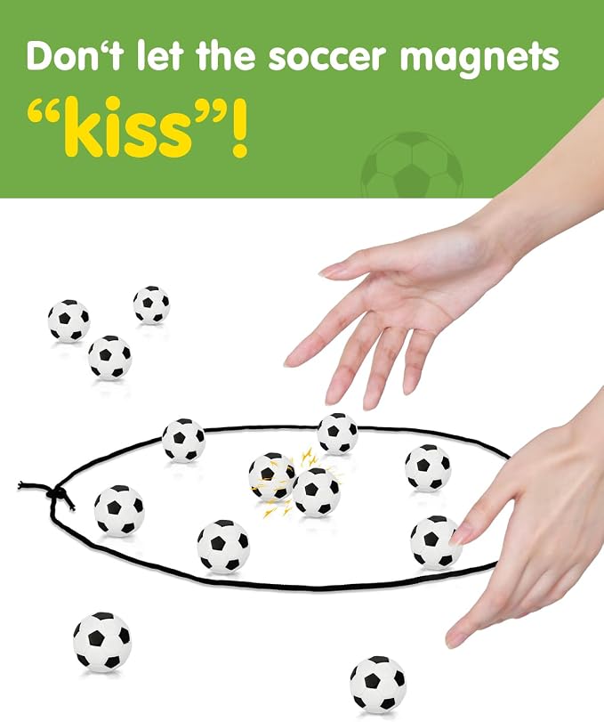 Soccer Magnetic Game with String & 20 Football-Shaped Stones – Fun Puzzle Strategy Games for Family Game Night, Party, Travel & Camping – 2 Player Games for Kids & Adults