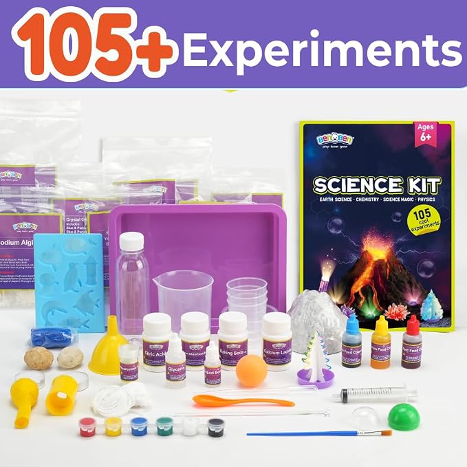 BenBen Science Kit for Kids Ages 8-12, 105 Experiments Set, Birthday Gift | STEM Toy for Boys Girls, Homeschool Classroom Education, Family Group Screen-free Learning Activity, Back to School Gift