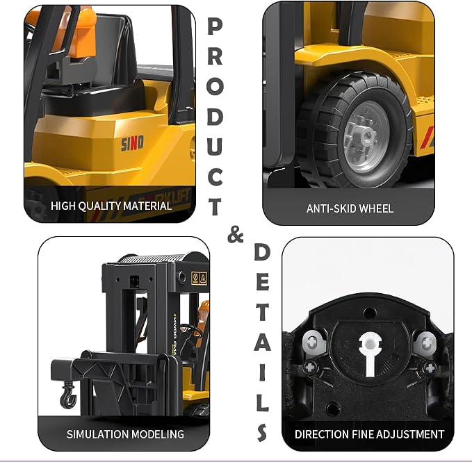 1:24 RC Forklift, 2 in 1 Transform Lift Fork & Hook, Kids Forklift Toy with Light & Sound & Spray, 11 Channel Remote Control Forklift, Construction Vehicles Toy Gift for Kids 6+