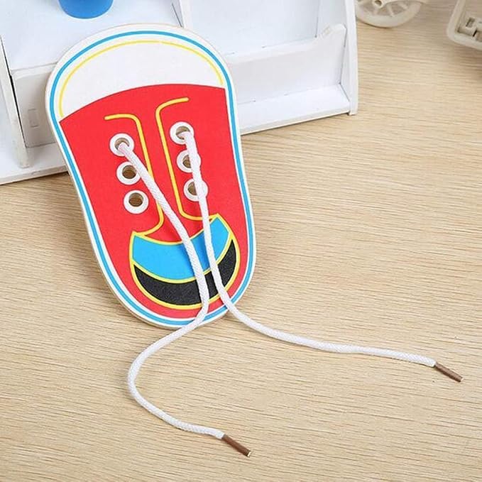 Shoe Tying Practice, Wooden Learn to Tie Your Own Shoes Threading Lacing Shoes Training Early Learning Kits | Threading Lacing Shoes Training Board Early Learning, Educational Science Kits