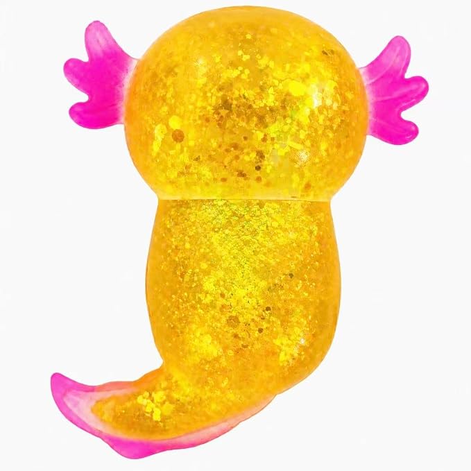 Axolotl Squishy Stress Ball, Soft TPR Slow Rising Squeeze Toy, Cute Axolotl Fidget Toy for Stress Relief, Anxiety Calming Sensory Toy for Kids Adults(Orange Long Tail Axolotl)