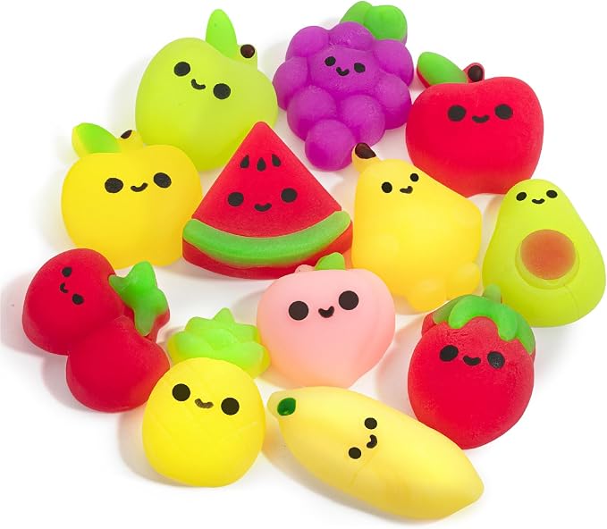 Mr. Pen- Fruit Squishy Toys, 12 Pack, Washable Twistable Stretchy Squishies | Soft Stress Relief Sensory Toys for Squeezing, Kids’ Gifts, Party Favors & Classroom Rewards