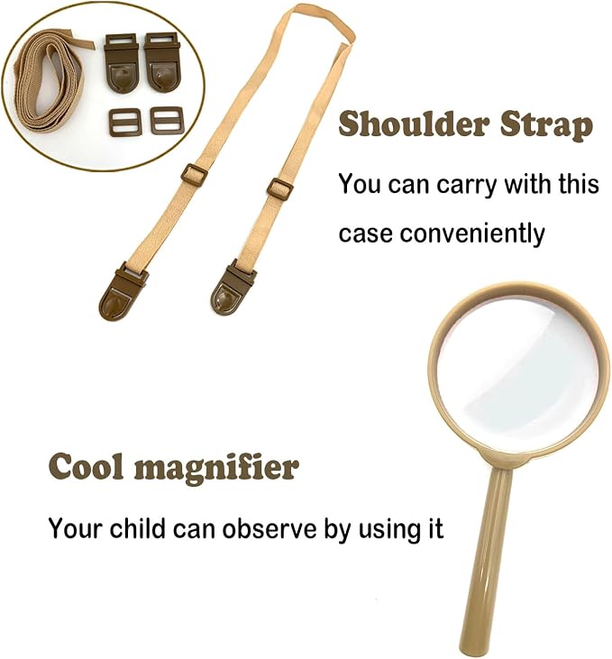 Bug Catcher Kit for Kids, 16 Pcs Kids Bug Catching Kits, Outdoor Nature Explorer Kit, Science Educational Kits with Tweezers, Magnifying Glass for Boys Girls(Gold)