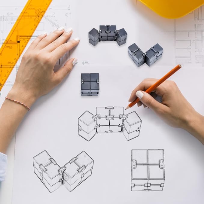 Infinity Cube Fidget Toys for Kids, Adults Anxiety Relief Items Fidget Cube | Cool Gadgets Quiet Office Desk Toys for Adults Calming, Travel Essential for Autism Teens, Dementia Gift, Stocking Stuffers
