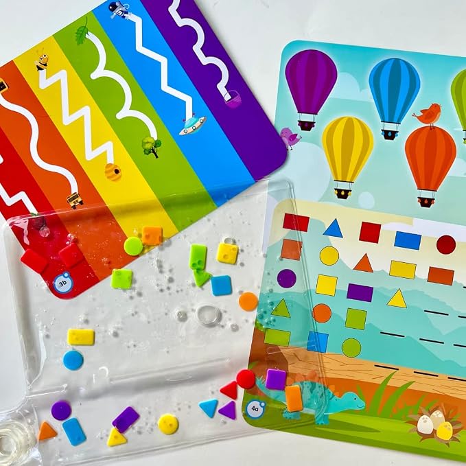 hand2mind Colors & Shapes Sensory Pad, 16 Activities, 24 Shapes, Ages 3+ | Occupational Therapy Toys, Fine Motor Toys, Toddler Sensory Toys, Calming Toys for Kids, Calm Down Corner Supplies