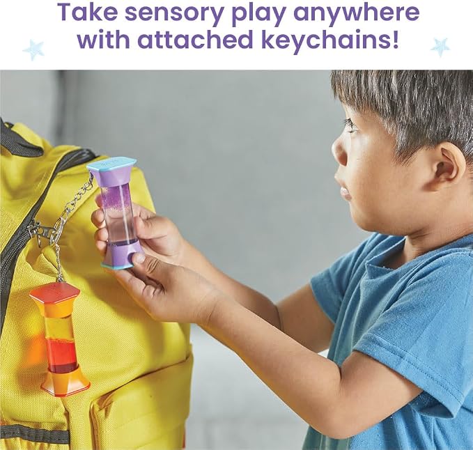 hand2mind Soothing Swirlers Sensory Tubes, Calming Toys for Kids, Ages 3+ | Fidget Keychains, Anxiety Relief Items, Calming Toys, Calm Down Corner Supplies, Quiet Fidgets, Toddler Car Toys for Travel