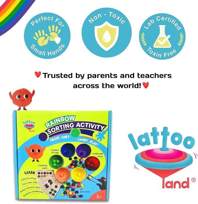 Rainbow Color Sorting Toys for Kids | Educational Sensory Counting, Sequencing & Matching Toy | Preschool Learning Activity | Early Color Recognition Set | Educational Gift for Toddlers Ages 3,4,5,6+