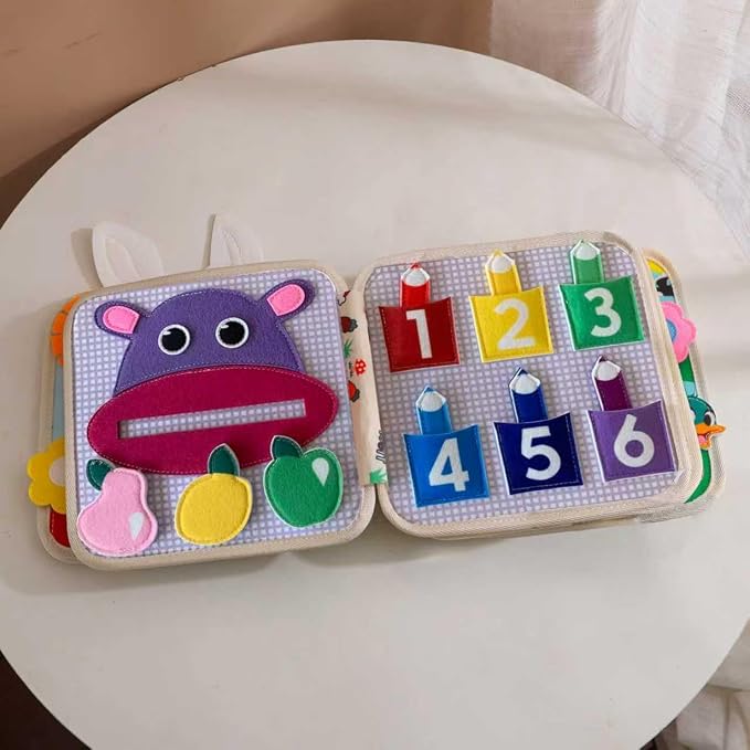 GOODMOM Busy Book for Toddlers Age 1-3 - Interactive Quiet Felt Activity Book, Travel Toys for Kids,Learning Toys, Fine Motor Skills, Color Shape Recognition,