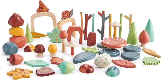 Tender Leaf Toys My Forest Floor - Wooden Open-Ended Tinker Tray Creative Play Box with Removable Compartments - Montessori Toy for Imaginative Play - Age 3+