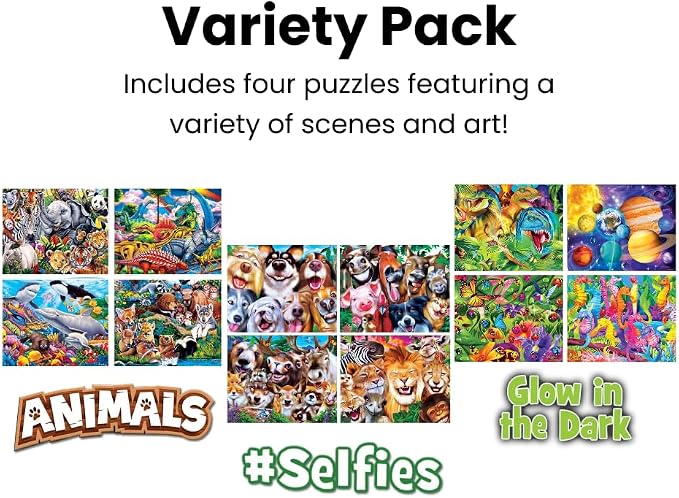 MasterPieces – Jigsaw Puzzle Set for Kids 6+ Years, 4-Pack of 100 Pieces, Educational and Fun Game, Frosty the Snowman Collection, Gift Idea for Children, 8" x 10"