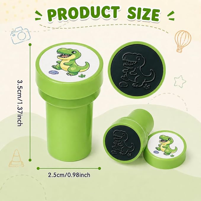 Cinrobiye 24 Pcs Dinosaur Stampers Party Favor Set, Cute Dino Stamps for Kids Birthday Party, Classroom Rewards, Carnival Prizes, Goody Bag Fillers, Dinosaur Themed Party Supplies