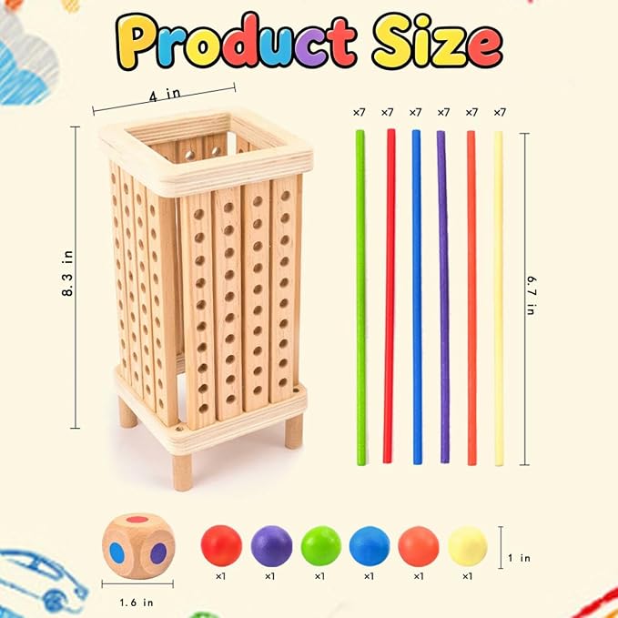 Pichoi Montessori Game Wooden Board Game - Multiplayer Family Travel Game - Math Educational Fine Motor Skills Toy for Boys Girls Ages 3-8, Perfect Holiday & Birthday Gift