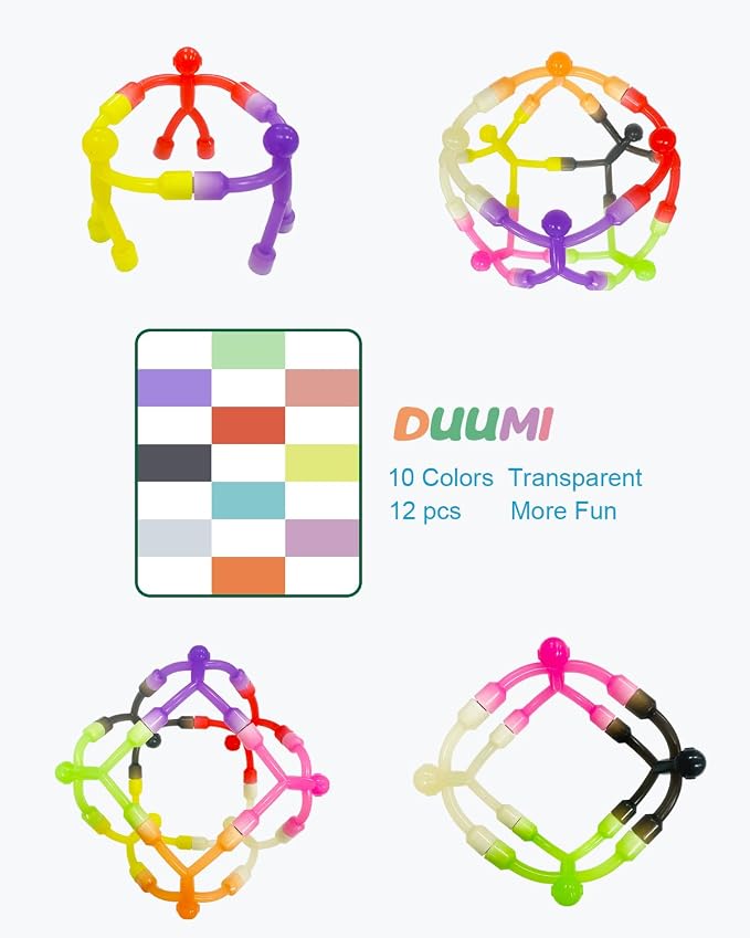 Magnetic Travel Toys for Toddler 12PCS, Colourful Silicone Magnet Men | Quiet Travel Activities for Kids 4-8, Fidget Toys for Car Airplane Road Trip, Sensory Magnetic Gifts for Child 3-12
