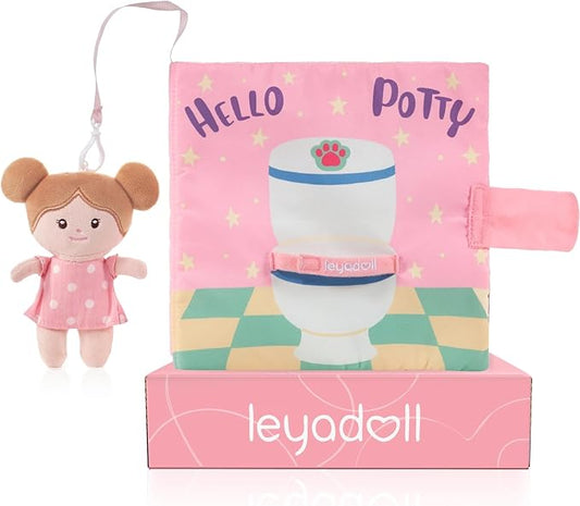 LeyaDoll Montessori Busy Book for Toddlers 1-3, 1 Year Old Girl Gifts | With Interactive Doll for Potty Training, Crinkle Pages, Fine Motor Skills Toys, Keep Toddlers Busy, Pink Gift Box Included