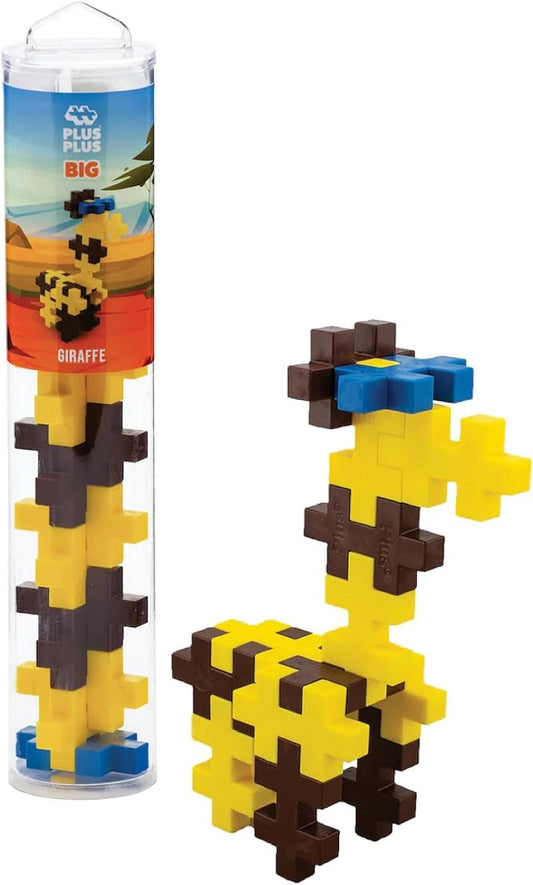 PLUS PLUS Big Giraffe Tube, 15 Piece - Large Building Blocks for Toddlers | Quiet Stem Toys for Toddlers, Gifts for Girls & Boys, Prek Classroom Essentials, Waffle Blocks Jumbo, 3D Animal Figures