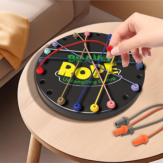 Rope Untangling Game, Brain Knots Game Strategy Thinking for All Ages | Elastic Rope Design, Plastic, Multi-color, Multi level Difficulty, practical portable storage bag, Fun Family Activity