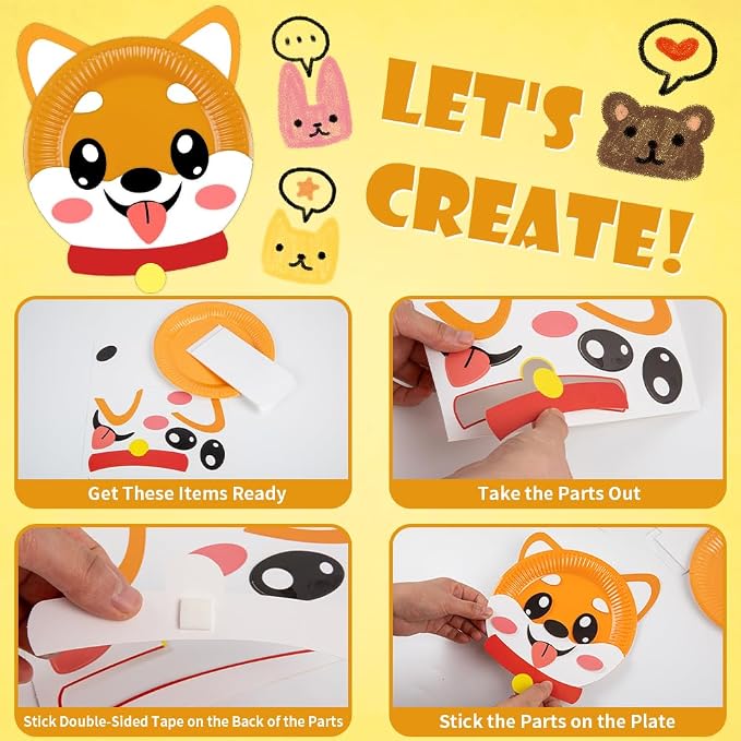 16 Pack Arts and Crafts for Kids Toddler DIY Animal Paper Plate Art Gifts