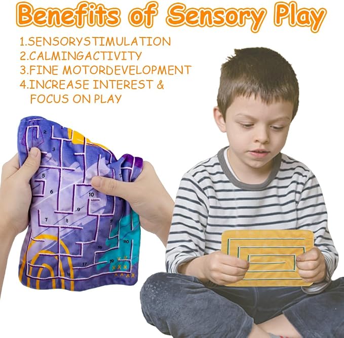 5 Pcs Marble Maze Mat Sensory Fidget Stress Relief Toys, Sensory Mat Toys | Anxiety Calming, Tactile Sensory Toys for Kids Adults Teens Autism with Special Needs School Classroom Home Supplies,2 Sizes