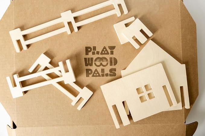 Natural Wood Farm Building Set for Kids Ages 3+, 34-Piece Farm Construction Toy with Interlocking Barns and Fences, Open-Ended Creative Building & Imaginative Play