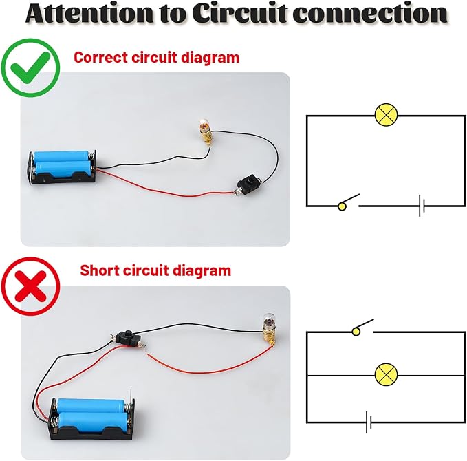 BeAndge Electric Circuit Kit for Kids 8-12, Science STEM Toys | 6 Set Fiber-optic Lamp & Bulb Circuit Projects, Circuit Board for Kids Classroom Experiments STEAM Activities