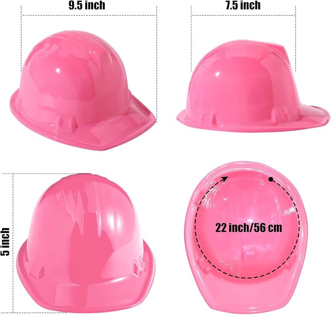 Sumind 48 Packs Construction Party Hats Kids Plastic Worker Helmet Bulk Toy for 3-8 Years Children Dress up Party Supplies (Pink)