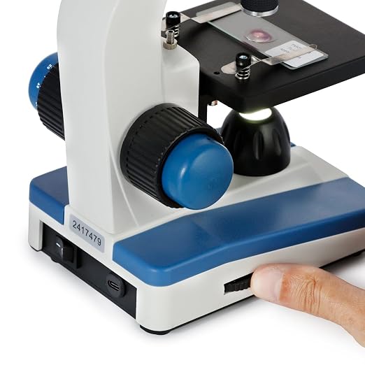 AmScope M150C1000X All-Metal Optical Glass Lenses Cordless LED | 40X-1000X Magnification Range Compound Biological Microscope All-Metal Construction Cordless Battery Powered