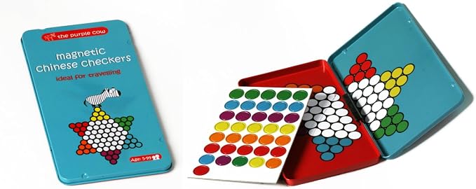 The Purple Cow- Magnetic, Lightweight, Travel Size Chinese Checkers Board Game for Kids and Adults. Classic Game with a Modern Twist.