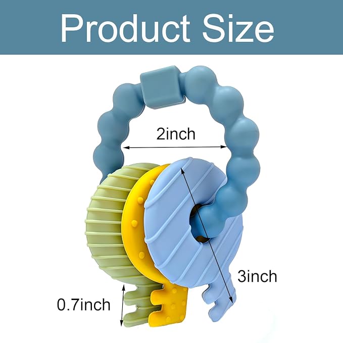 YAPROMO Baby Keys Teether Toys, Silicone Teething Toys for 3-18 Months Infants & Toddlers, Teething Keys for Baby Boys, BPA Free