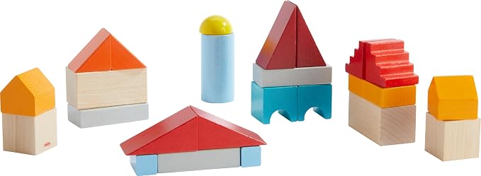 HABA Colored Wooden Building Blocks - Set of 85 Piece Set of Wooden Toys, Stacking Toys for Toddlers 1-3 Ideal Open Ended STEM Play (Made in Germany)