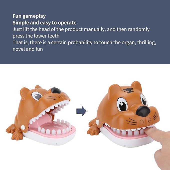 Bite Finger Whale Toys Whale Mouth Dentist Bite Finger Toy Interactive Game Funny Gags Toy for Kids Cute Whale Mouth Playing Toy with Smooth Surface Spray Paint T (Tiger Dog)