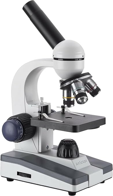 AmScope M150C-PS25 Series Portable Monocular Compound Microscope - 1000X | 40X-1000X Magnification Range Compound Biological Microscope LED Ring Light