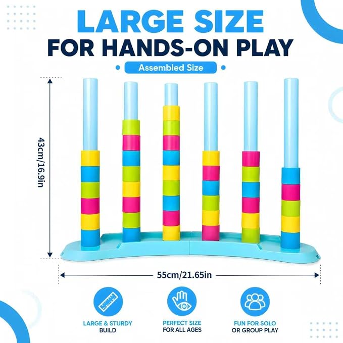 BBnote Giant Color Matching Challenge Game, Fast Pattern Match Ring Stacking Puzzle Stack Games, 1-2 Players, Family Board Game for Kids & Adults, Birthday Easter Christmas Party Gifts for Boy & Girl