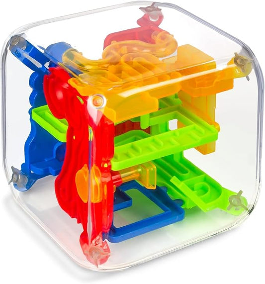 3 Otters 3D Puzzle Maze Cube, 5 Inch 72 Obstacles Brain Teaser | Interactive Sphere Maze Game for Developing Focus, Problem-Solving, Classroom Prizes, Travel, and Educational Gifts