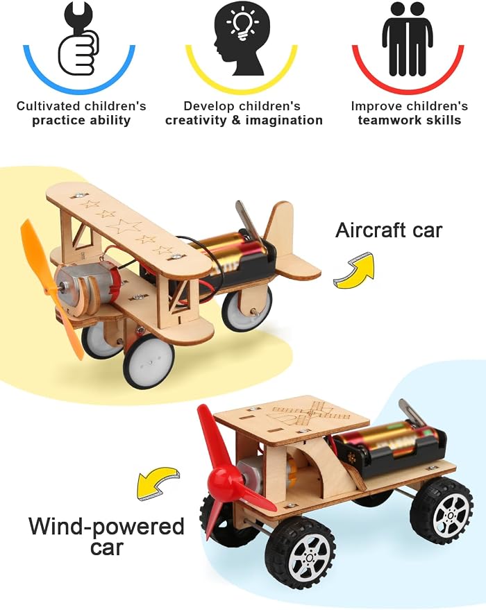 5 in 1 STEM Kits for Kids Age 8-10, Science Building Project Craft for 8-13, Model Car Kit, STEM Toys for Boys Girls Age 8-12, Wooden 3D Puzzles, Birthday Gifts for 6 7 8 9 10 11 12 13 Year Old