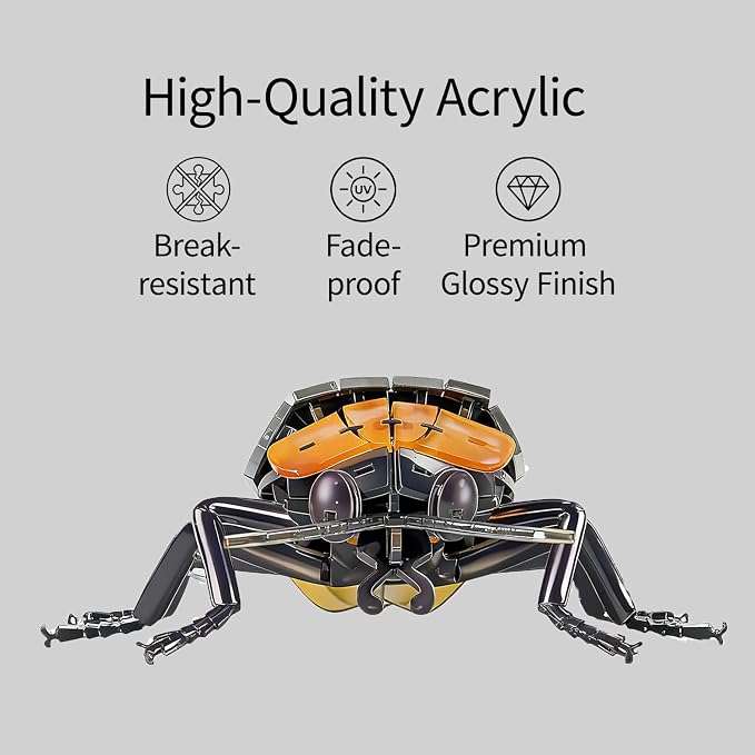 3D Acrylic Insect Puzzle DIY Bug Model Kit Animal STEM Gift | Building Kits Crafts Figurine Sculpture Nature Decoration Educational Display Toys for Kids Teens and Adults (Firefly)