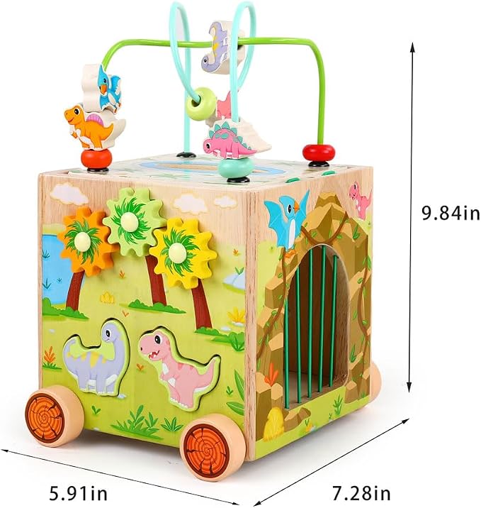 JAUNTY Montessori Activity Cube Toys for Toddlers 1 2 3 Years Old, Wooden Sensory Baby Tissue Box Toy for 1 Year Old Girls Boys, Great Educational Toys 1st First Birthday Gift