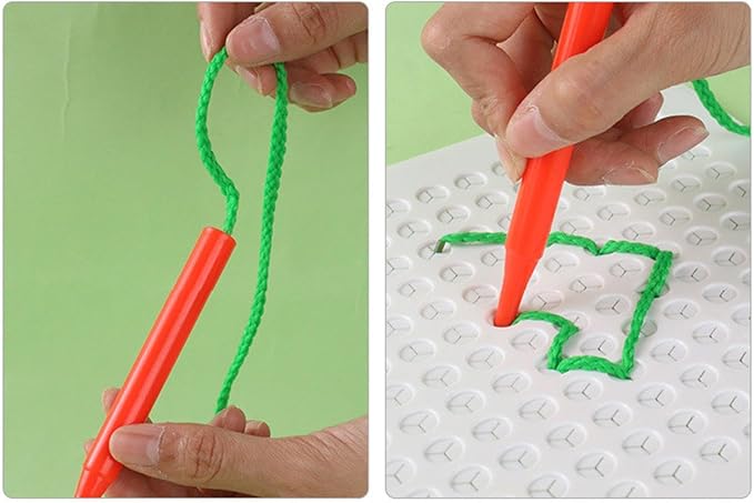 Threading Sensory Stitching Board for Kids Lacing Toy Fine Motor Skill | Weaving String Art Kit Colored Ropes Early Education Thread Needle Embroidery Toy Calming Corner Birthday Christmas Holiday
