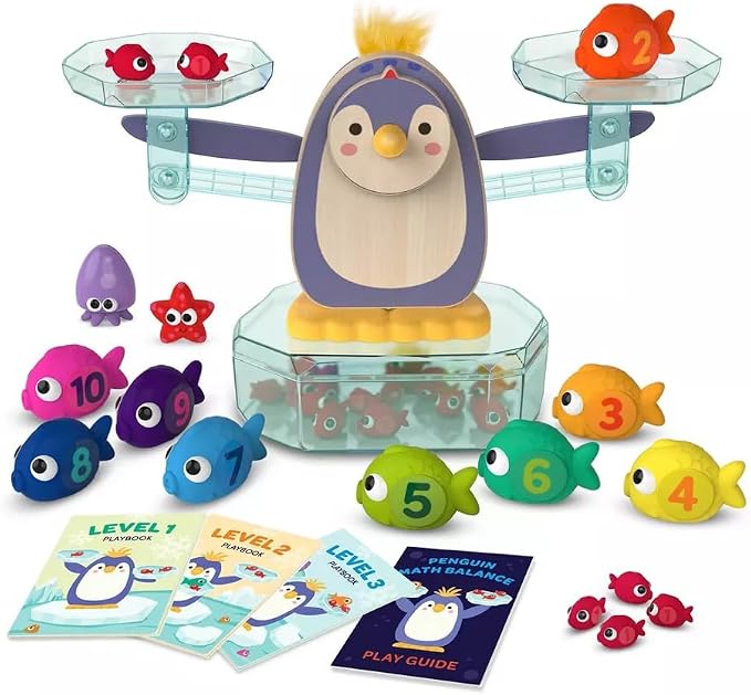 Battat Education – Penguin Math Balance Scale for Kids – 38 Pieces Counting Toy – Educational Math Games for Toddlers – Develop Early STEM Skills – Fun Learning Activity for Preschoolers 3+ Years | Penguin math game with 30 sea creature weights, 3 play...