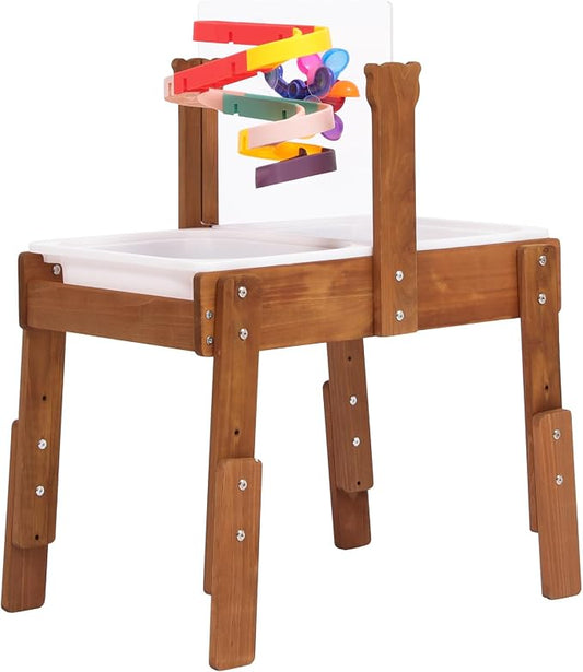 PHOKID Sand and Water Table for Toddlers,Wooden Sensory Play Activity Table,2 Sensory Bins, Acrylic Board & Water Track Toys,Montessori Kids Tables Learning Toy for Age 3+,Orignal Cedar Wood