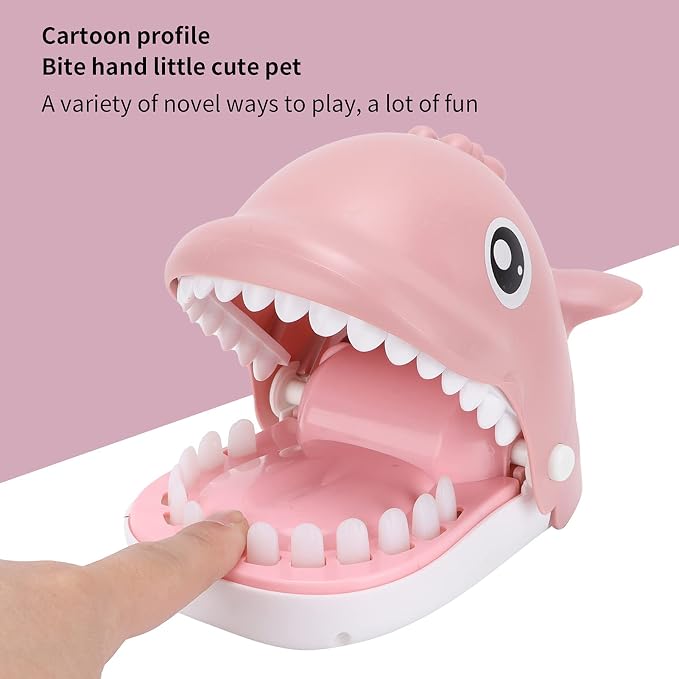 Bite Finger Whale Toys Whale Mouth Dentist Bite Finger Toy Finger Push Teeth Vibrant Paint Surface Smooth Free of Sharp Edges No Loose Parts Self Contained (Pink Whale)