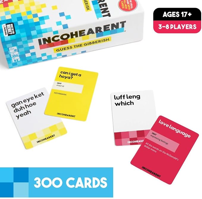 Incohearent by Relatable – Guess the Gibberish Party Game for Adults, Funny Card Game Activity for Groups, Bachelorette Party Favorite, Summer Fun for Game Night, Travel-Friendly with 300 Cards