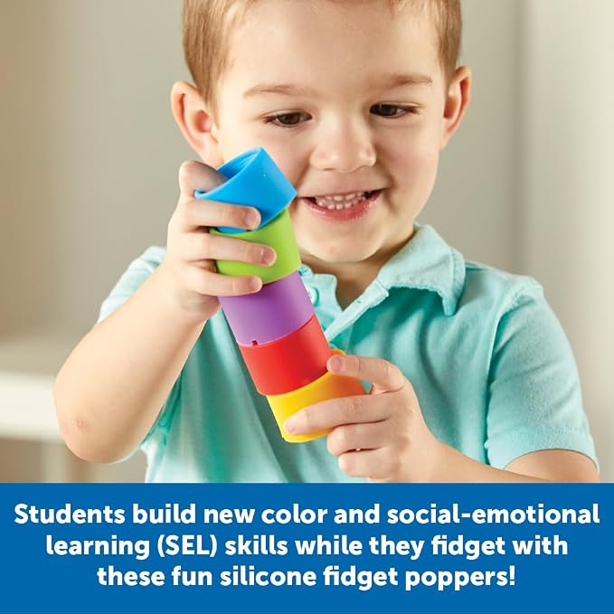 Learning Resources Rainbow Emotion Fidget Poppers Classroom Set, 24 Pieces, Ages 3+, Autism Sensory Toys, Social-Emotional Learning,Sensory Toys for Toddlers