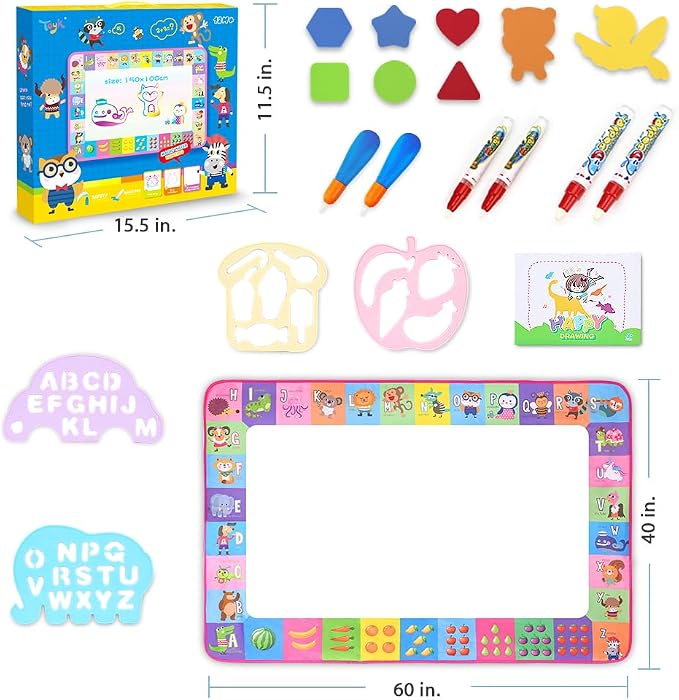 Water Doodle Mat - Kids Painting Drawing Board, Gift Toy for Ages 3-12 Pink | Great Water Doodle Mat - Kids Painting Drawing Board Toy, Color Magic Pens Gift Set for Ages 3-12 Girls Boys Toddlers