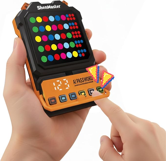 Electronic Code Breaker Game, 10,000+ Logic Challenges for 1-8 Players | Handheld logic puzzle includes a clamp and supports solo or group play for kids and adults, at home or while traveling.