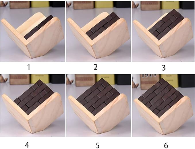 AHYUAN Wooden Brain Teaser Puzzles Cube Stocking Stuffers Wooden Puzzles T-Shaped Jigsaw Logic Puzzle Educational Games Toy for Kids and Adults (Coffee)