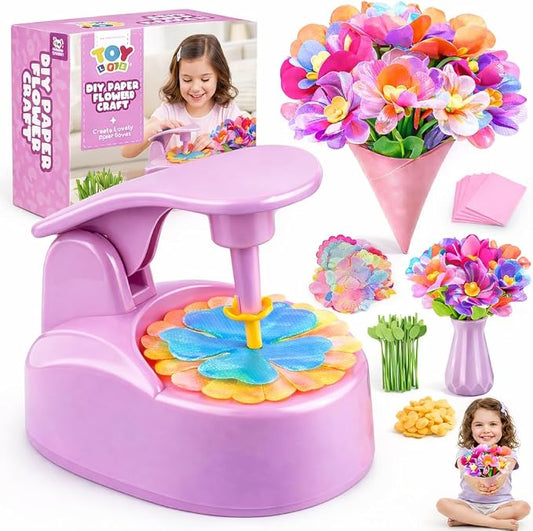 TOY Life DIY Flower Bouquet Craft Kit, Reusable Fabric, Ages 3-12 | Hands-on STEM activity, washable pieces, girls birthday gift idea