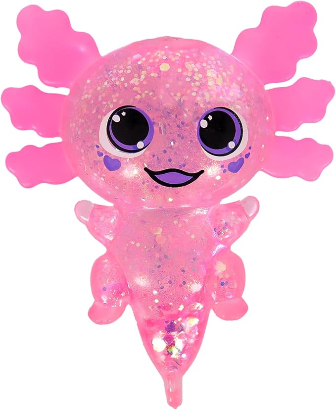 Axolotl Squishy Stress Ball, Soft TPR Slow Rising Squeeze Toy, Cute Axolotl Fidget Toy for Stress Relief, Anxiety Calming Sensory Toy for Kids Adults(Pink BigEars Axolotl)