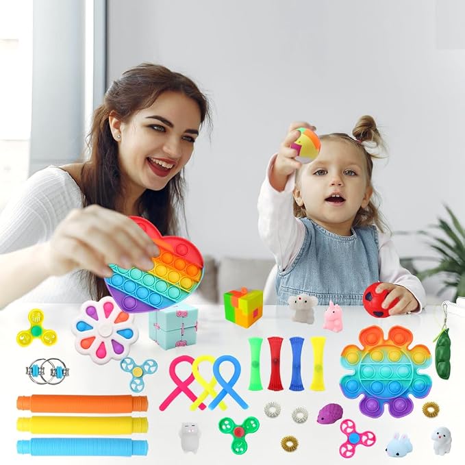 35 Pcs Simple Fidget Toys Pack, Party Favors Gifts for Kids and Adults | Popping Fidget Sensory Toys, Stress Relief Toys Kit, Classroom Prizes, Goodie Bag Stuffer, Pinata Stuffers,Tresure Box