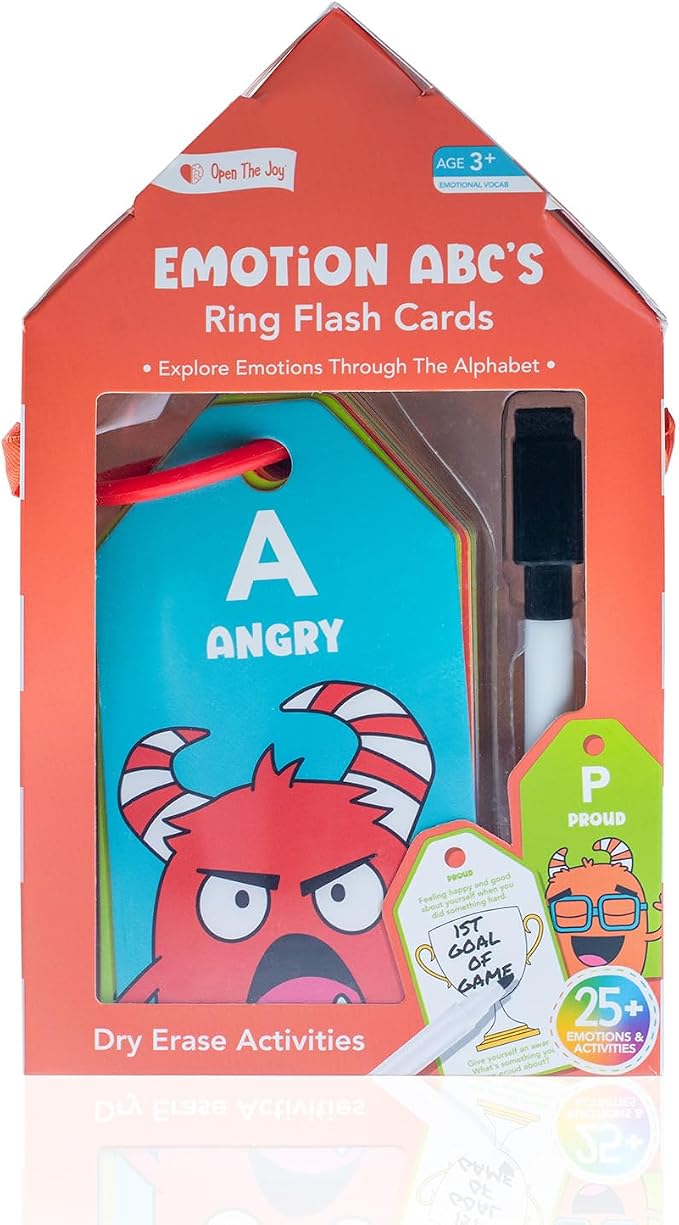 Open The Joy Dry Erase ABC Emotion Flash Cards – Kids SEL Learning Set
